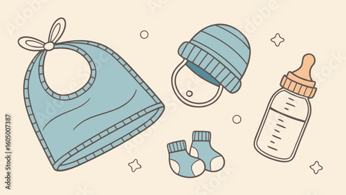 Baby essentials bib bottle hat and socks newborn necessities for infants and toddlers care items