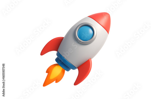  rocket isolated on white,
Playful 3D Rocket Ship  Dynamic Cartoon Illustration