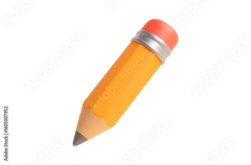 red pencil isolated on white,
Playful 3D Pencil  Minimalist Cartoon Illustration