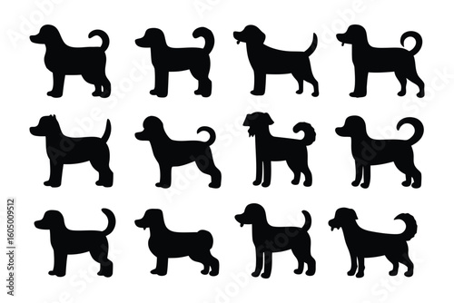 Collection of silhouetted feline and marsupial animal poses showcasing dynamic movement and graceful forms