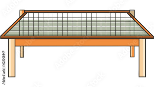 Table tennis table with net in illustration style  