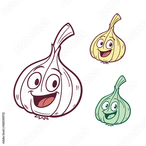 Garlic icon cartoon, onion icon, cartoon onion. Adobe Illustrator Artwork