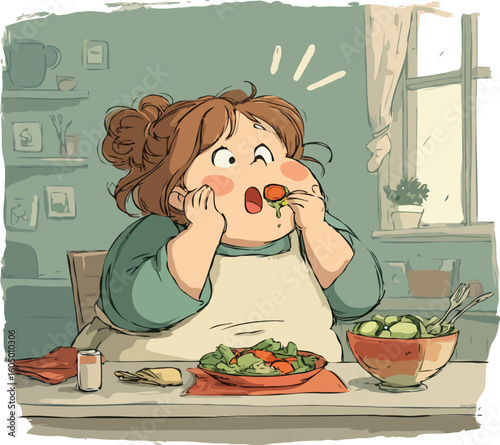 woman eating salad