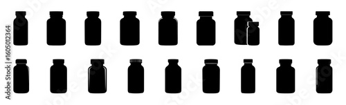 collection of medicine bottles silhouette