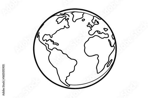 Planet Earth In Line Globe Style