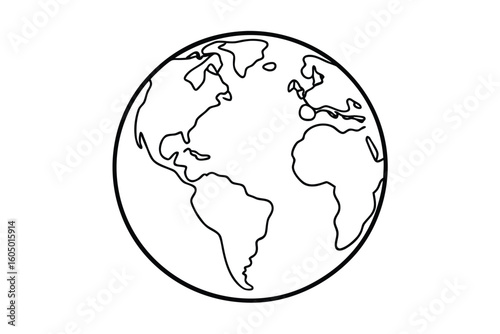 Planet Earth In Line Globe Style