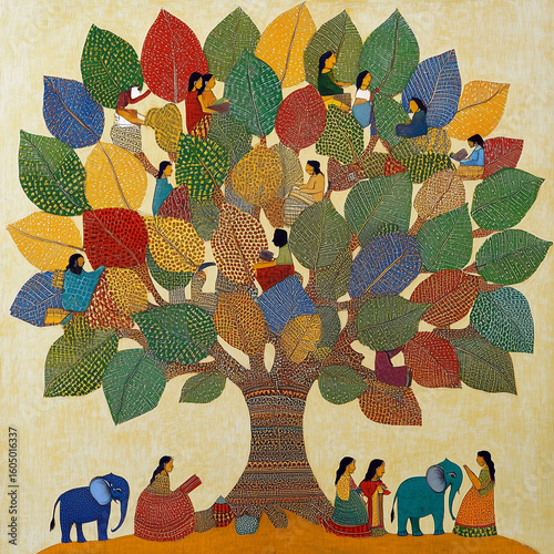 Gond Painting of Wisdom Tree