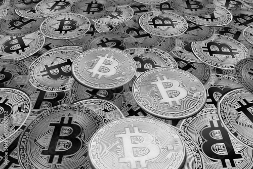 Round bitcoins as symbol of wealth from bitcoins