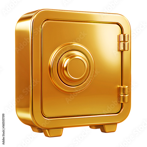 Shiny Golden 3D Safe Box Icon - Perfect for Security, Storage, and Finance Concepts