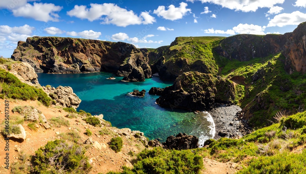 Fototapeta premium Coastal landscape view of a cove