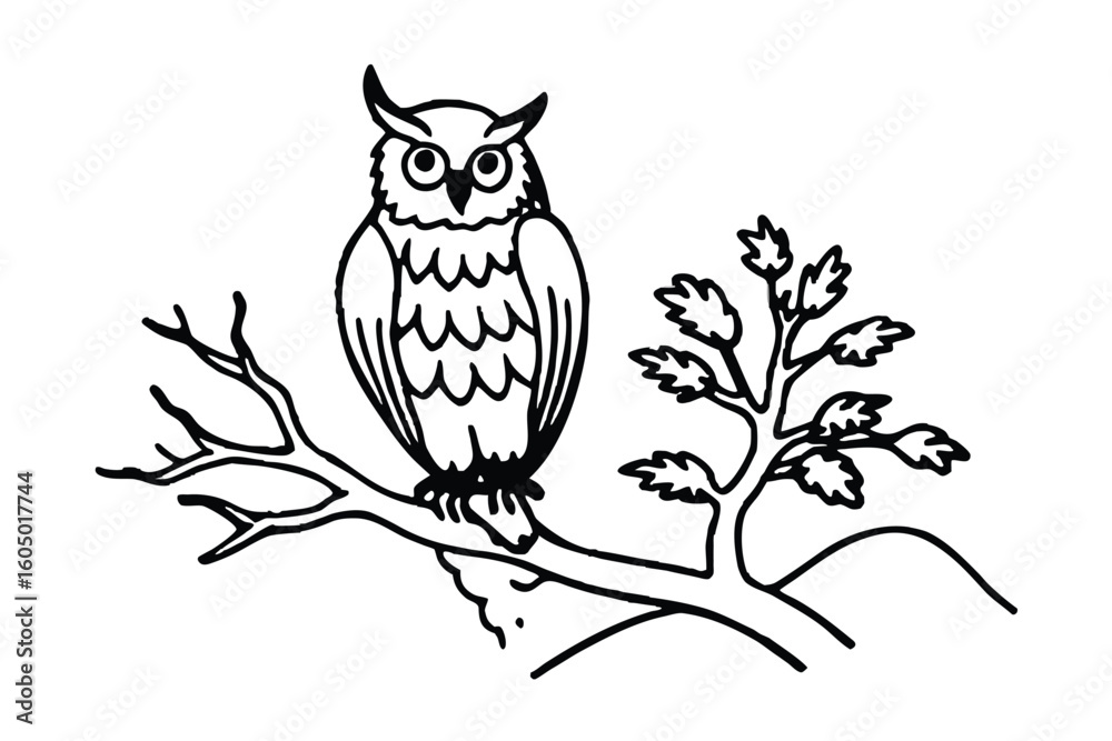 Fototapeta premium Owl On Snow Covered Tree