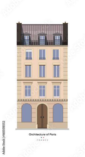 Parisian house, French architecture. residential building. vector