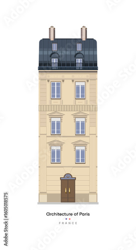 Parisian house, French architecture. residential building. vector