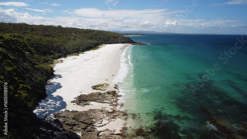 Drone picture over hyams beach in jervis bay australia
