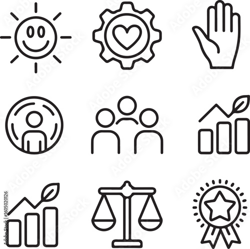 Core Beliefs and Human Values Icons – Hand-Drawn Minimalist Line Set