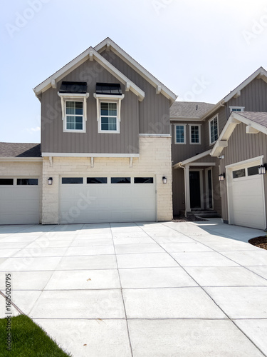 Modern Suburban House Exterior with Driveway