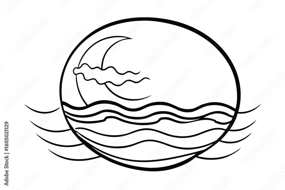 Moon In Waves Over Ocean Moon In Waves Over Ocean