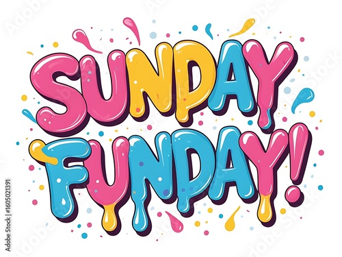 Sunday Funday Colorful Text.