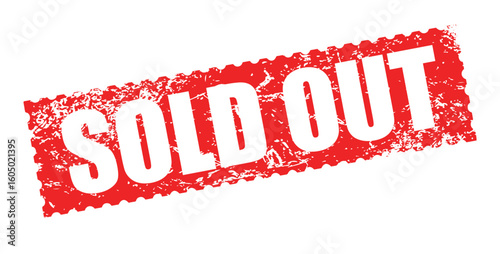 Sold Out Stamp Label – Red Grunge Rubber Vector Seal