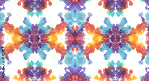 ikat tribal boho tie die colors flower seamless wallpaper. Motif ethnic handmade beautiful Ikat art. Ethnic abstract floral pink background art. 