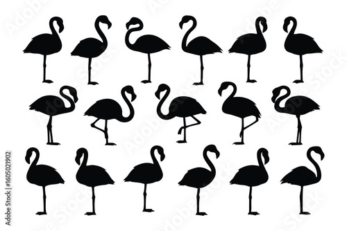 Collection of silhouetted gorilla poses demonstrating strength and primate power in a graphic design style