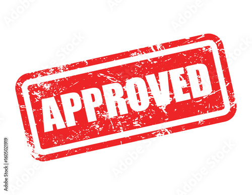 Approved Stamp Label – Red Grunge Rubber Vector Seal