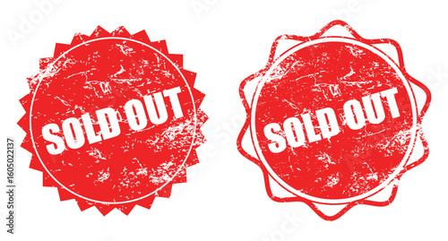 Sold Out Stamp Label – Red Grunge Rubber Vector Seal