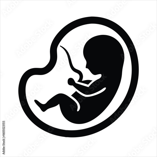 Baby fetus silhouette. Embryo human sign