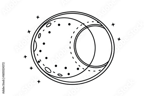 Lunar Eclipse With Dashed Outline