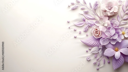 Pastel flower arrangement on white background