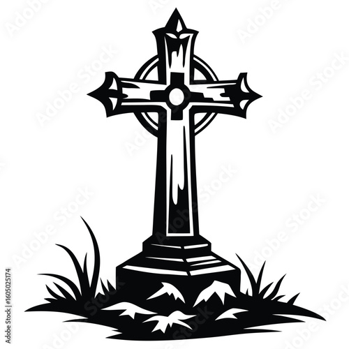 Ornate celtic cross grave marker graveyard gothic