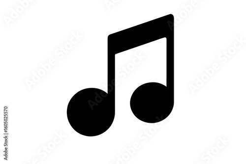Bold Black Music Note Icon: Minimalist Vector Graphic