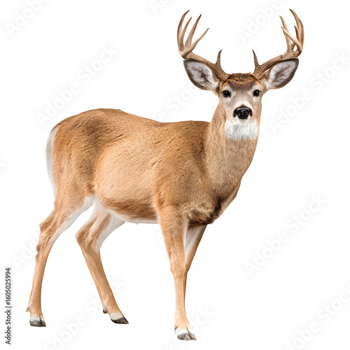 White-tailed Deer Buck, isolated on white background