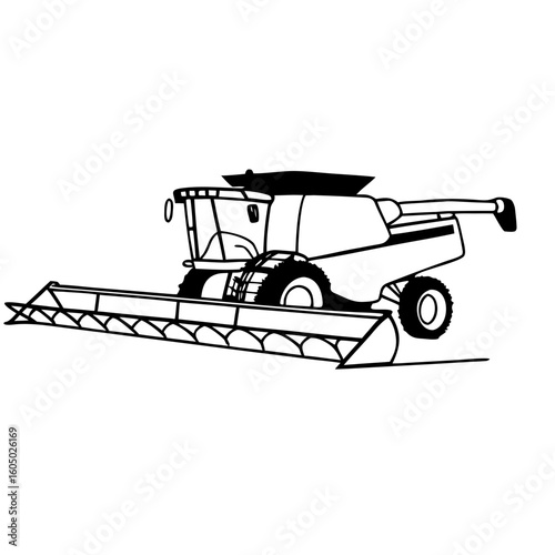 Black Combine Harvester Icon Design