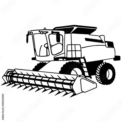 Black Combine Harvester Icon Design