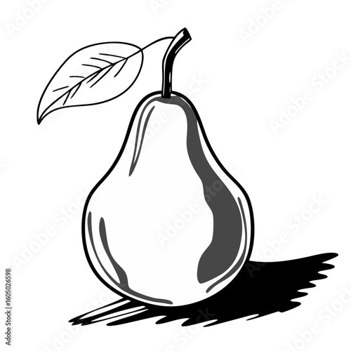 Black Pear with Leaf Icon Design