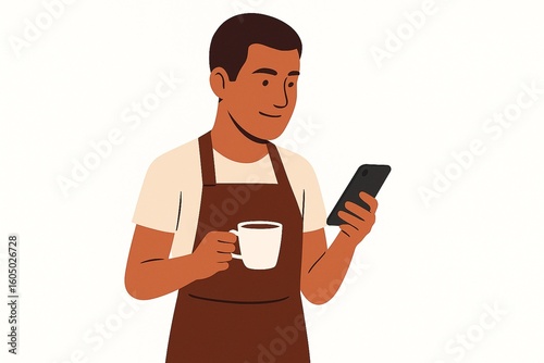 Clean Vector of a Man Barista at Work