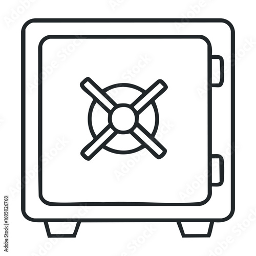 Secure metal safe with combination lock icon for money and valuables protection. Vector illustration