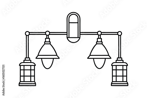 Industrial Wall Lamps Vector Art