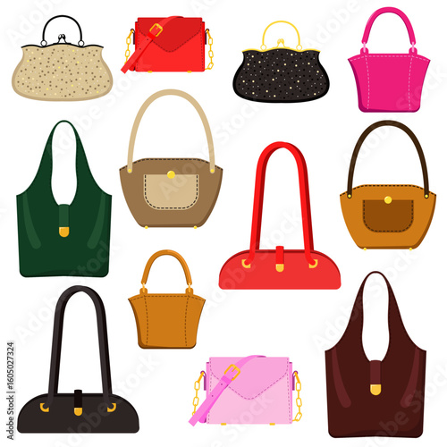 Set of women's bags Flat style.
