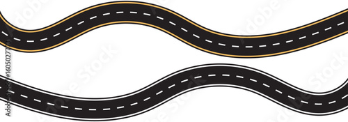 Set of Wavy Road top view Wavy Road with winding curves and horizontal path. Top view of racetrack and highway. Flat vector illustration vector highway Road sign.