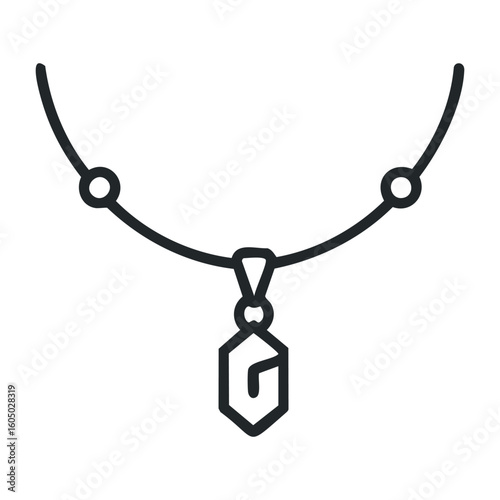 Minimalistic geometric pendant necklace design with hexagon charm on thin chain. Vector illustration