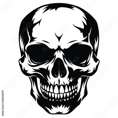 Terrifying human skull black silhouette scary