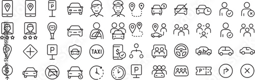 Diverse Transportation and User Interface Icon Set for Mobile App Design