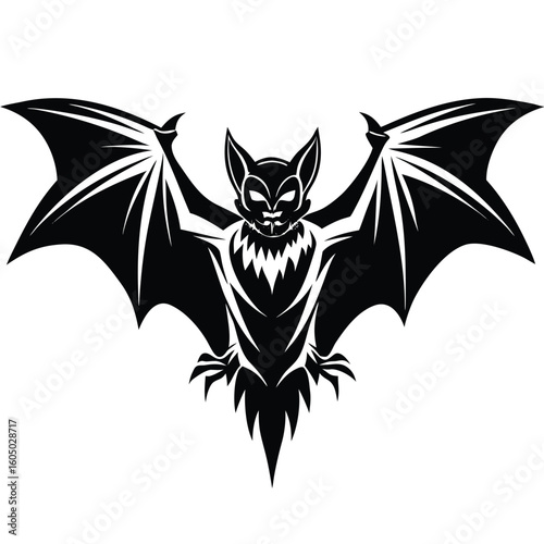 Black bat creature flying wings spread silhouette