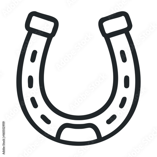 Lucky horseshoe outline symbolizing good fortune and prosperity. Vector illustration