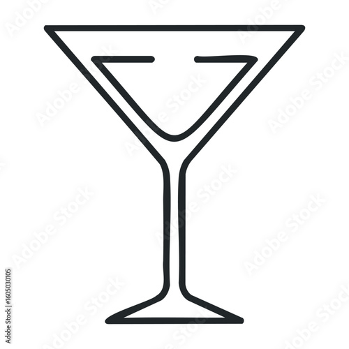 Minimalist martini glass outline vector on white background. Vector illustration