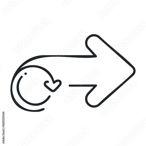 Black arrow with heart icon indicative of recycling and forward progression. Vector illustration