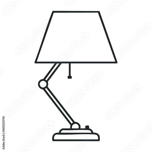 Modern black and white desk lamp with geometric design. Vector illustration