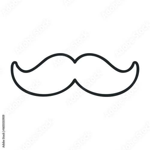 Simple black mustache icon on white background. Vector illustration